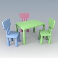 Vray Ready Children Plastic Chair with Table 3D Model