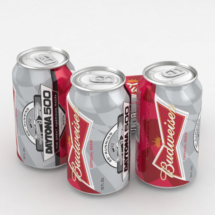 Beer Can Budweiser Daytona 500 12 fl oz 3D Model
