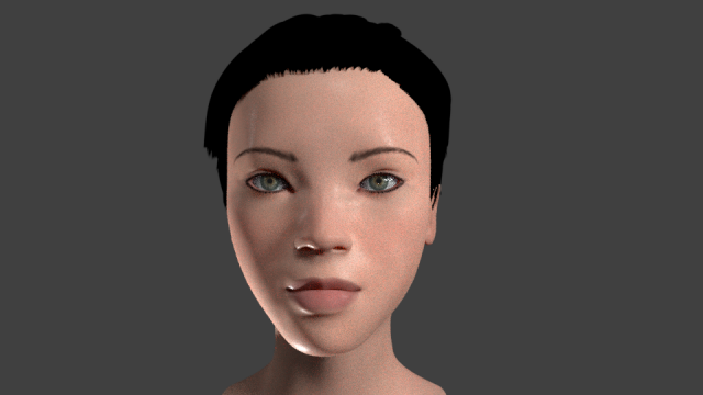Asian female head model 3D Model
