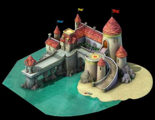 Cartoon Underwater City – Island Castle 3D Model