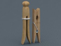 Wooden Clothes Pins 3D Model