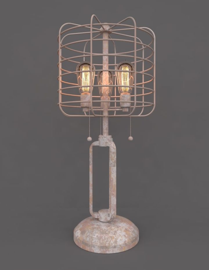 Vintage table cage lamp 3D 3D Model