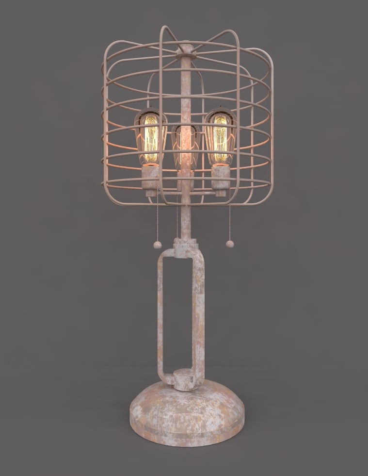 Vintage table cage lamp 3D 3D Model