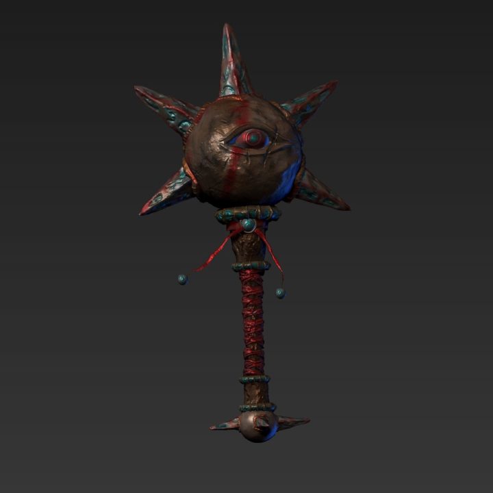 3D Staff with Spikes 3D Model