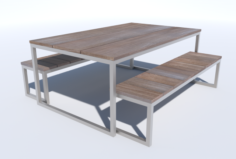 Table with benches – Set Free 3D Model