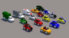Cartoon Low Poly car Pack 3D Model