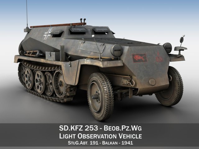 SDKFZ 253 – BeobPzWg – StuGAbt191 3D Model