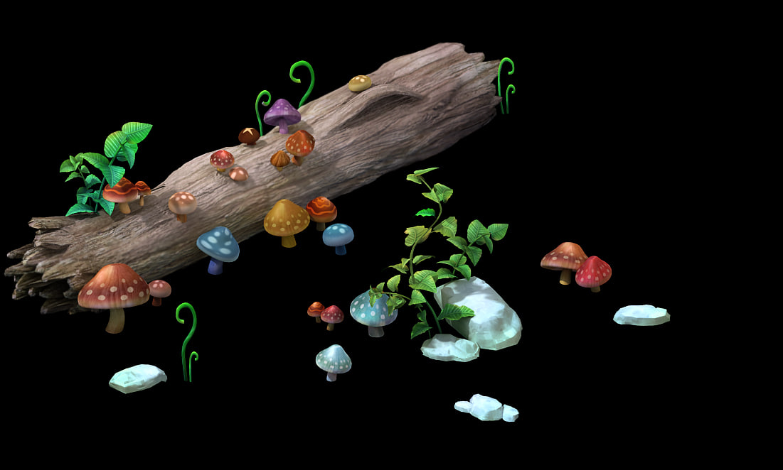 Fungi, plants and weeds 3D Model