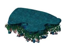 Cartoon Underwater City – Seaweed and Cliff 3D Model