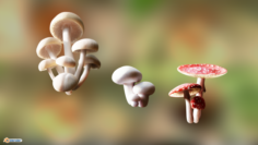Game ready PBR Mushrooms SET 3 3D Model