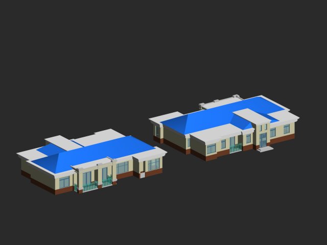 Urban architecture – school office villas 128 3D Model