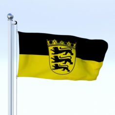 Animated Baden-Wurttemberg German State Flag 3D Model