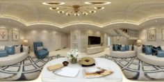 Panoramic 360 Deluxe European Family Living Room Restaurant 07 3D Model