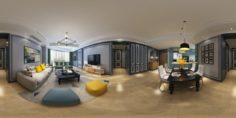 Panoramic view American style living room dining room 25 3D Model