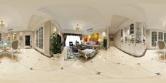 Panoramic European style living room dining room 25 3D Model