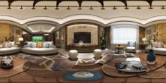 Panorama Antique Chinese Style Family Living Room Restaurant 15 3D Model