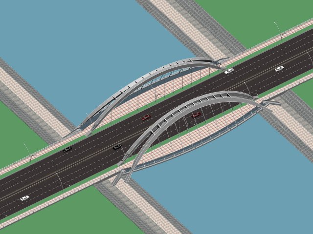 City building – big bridge 3 3D Model