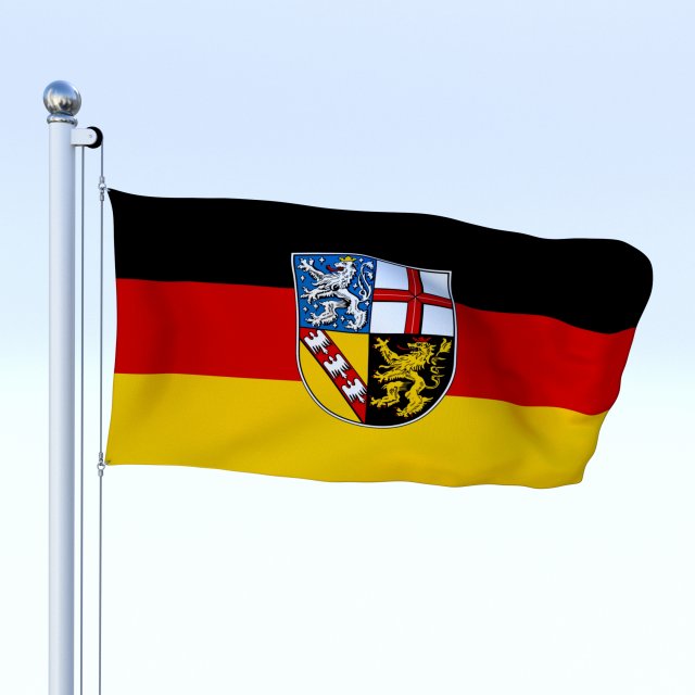 Animated Saarland German State Flag 3D Model