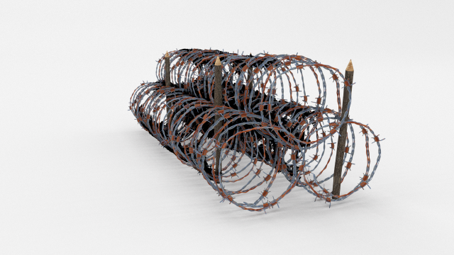 Low Poly Barb Wire Obstacle 14 3D Model