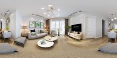 Panorama Nordic style living room dining room 20 3D Model