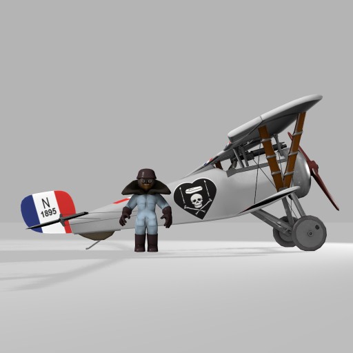 WW1 NIEUPORT 17 + pilot						 Free 3D Model