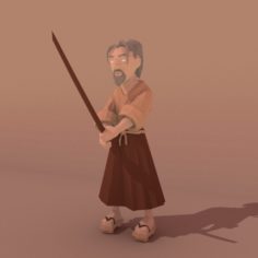 Blind Sword Master –  Low Poly						 Free 3D Model