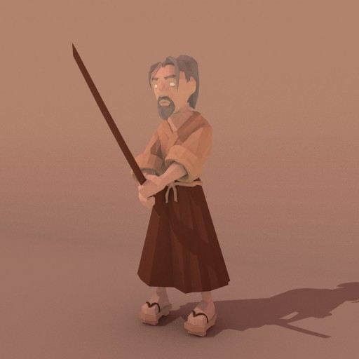 Blind Sword Master –  Low Poly						 Free 3D Model