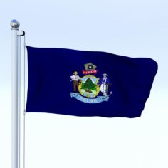 Animated Maine Flag 3D Model
