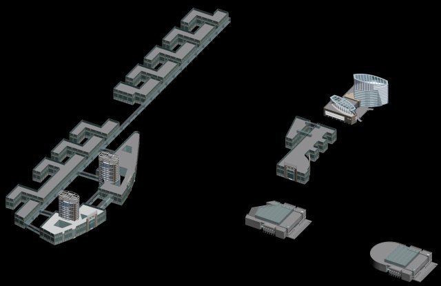 Urban planning – commercial buildings 200 3D Model