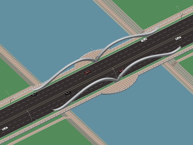 City building – big bridge 4 3D Model