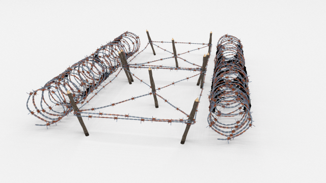 Low Poly Barb Wire Obstacle 22 3D Model