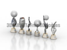 Award Prize Cup Trophy Set 3D Collection
