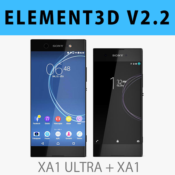 E3D – Sony Xperia XA1 + XA1 Ultra Black 3D Model