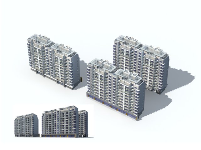 City construction – large real estate residences 30 3D Model