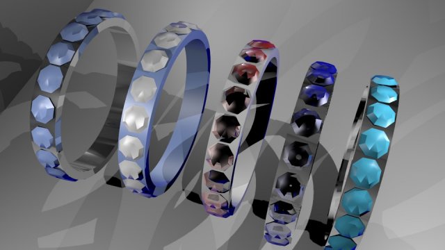 Rings with emeralds 3D Model