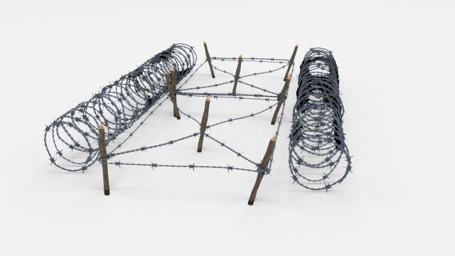 Low Poly Barb Wire Obstacle 21 3D Model