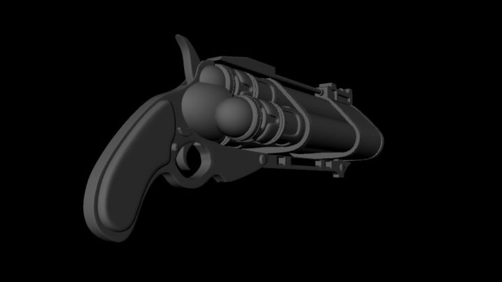 Tri Barrel Handgun 3D Model