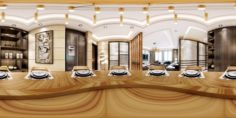 Panoramic contemporary style kitchen with kitchen space 04 3D Model