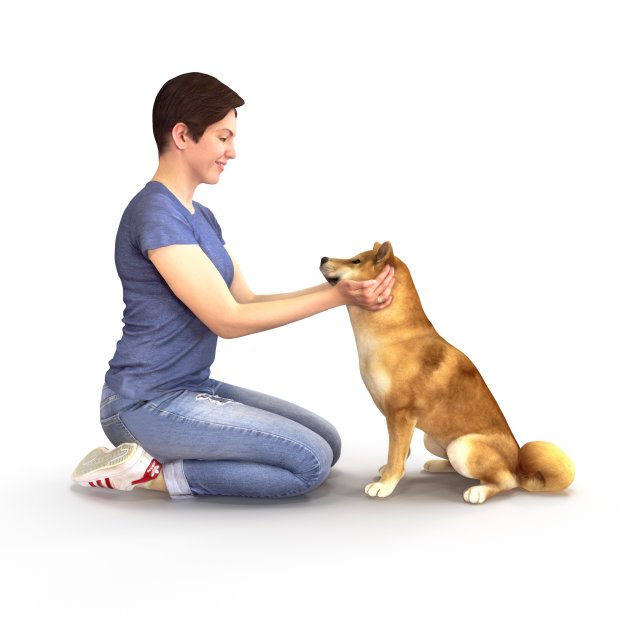 Girl and Dog 3D Model