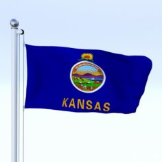 Animated Kansas Flag 3D Model