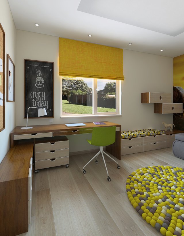 Children room with a yellow romance 3D Model