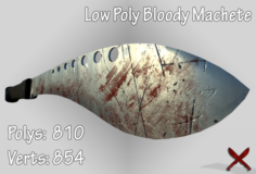 Low Poly Bloody Machete 3D Model