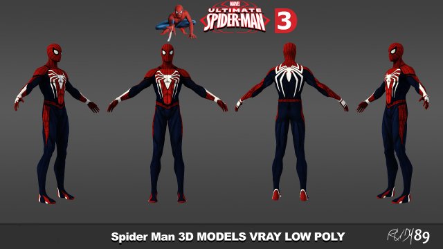 Spider Man 3D models 2017 low poly in 3DS MAX 2010 3D Model
