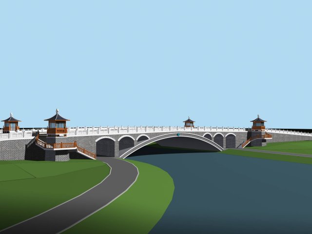 City building – big bridge 18 3D Model