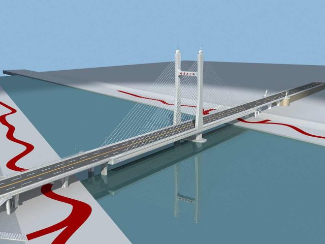 City building – big bridge 24 3D Model