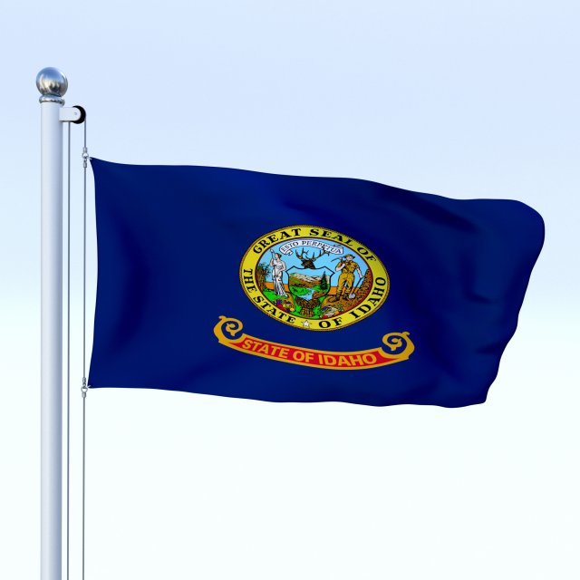 Animated Idaho Flag 3D Model