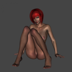 Highly Realistic Female – Sexy Redhead Naked Woman with Genital details Perky Breasts 3D Model
