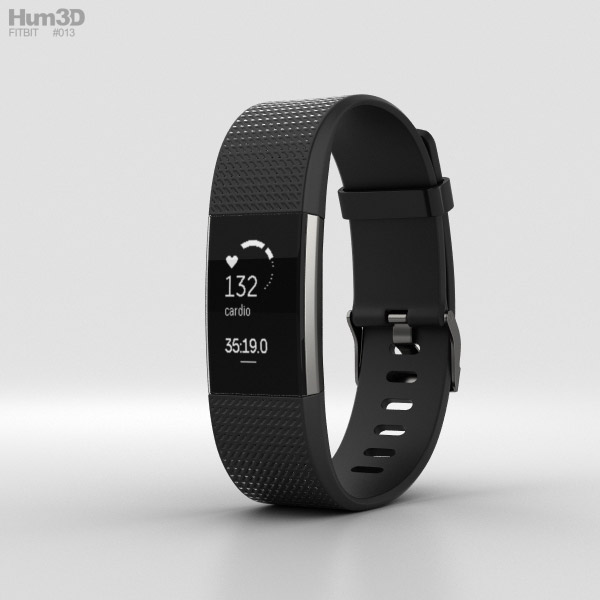 Fitbit Charge 2 Black 3D Model