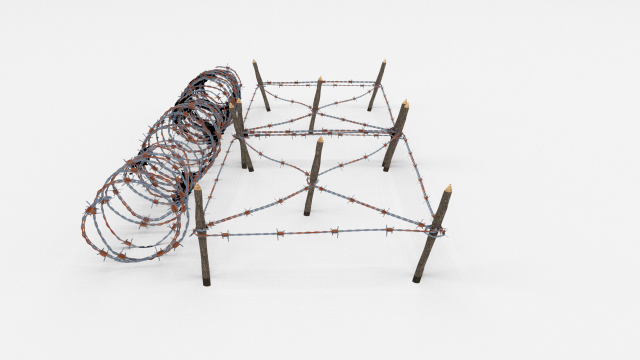 Low Poly Barb Wire Obstacle 20 3D Model