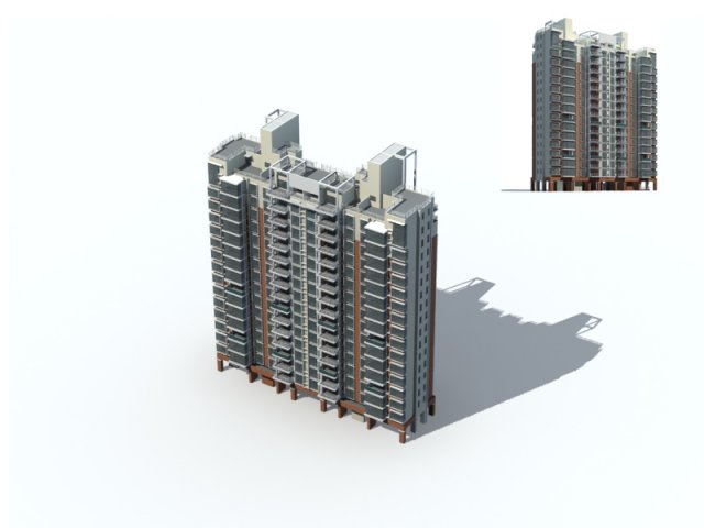 City construction – large real estate residences 33 3D Model